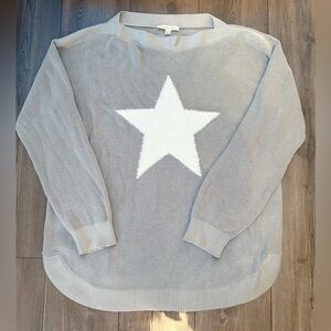 Astrologie Grey Oversized Furry Star Knit Sweater Women’s XL Rayon Blend EUC